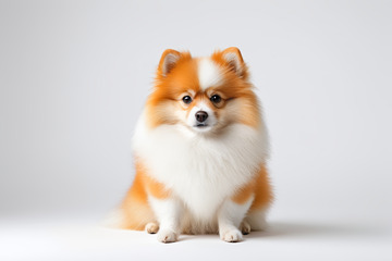可爱博美犬坐立照片