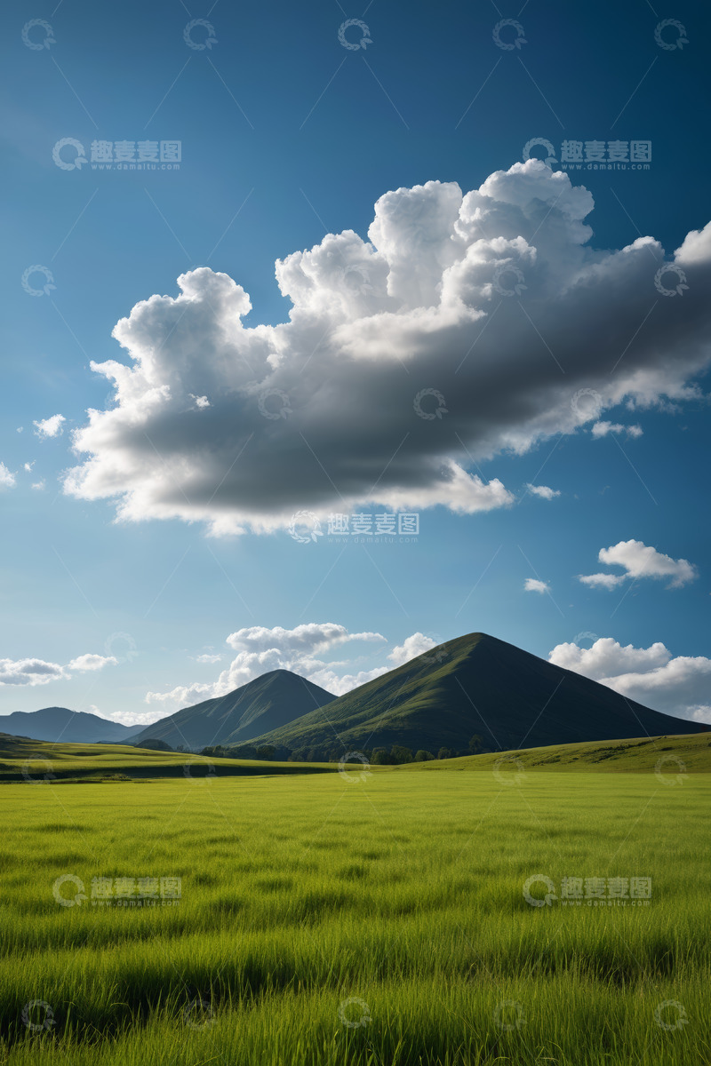 高清大图下载【趣麦麦图】草原山丘蓝天白云风景