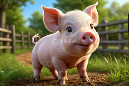 农场中的可爱小猪