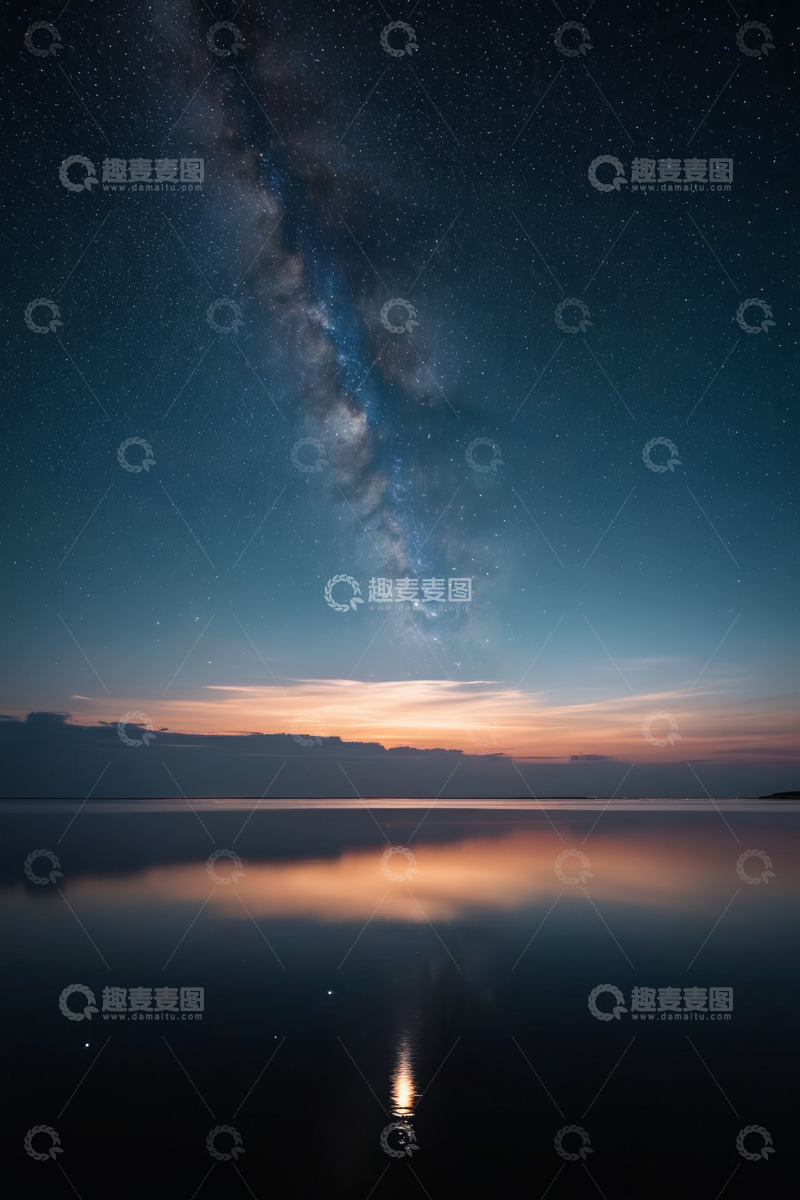 高清大图下载【趣麦麦图】湖面星空夜景