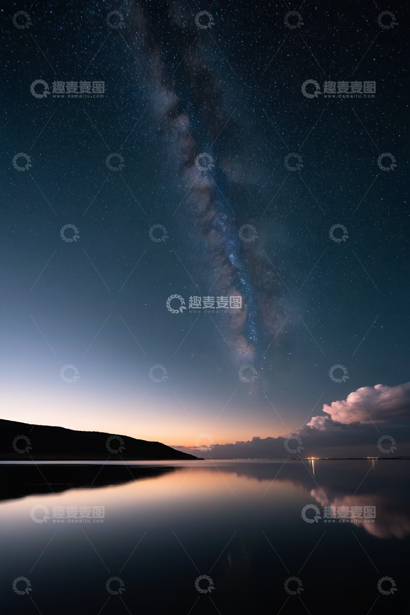 高清大图下载【趣麦麦图】湖面星空倒影全景