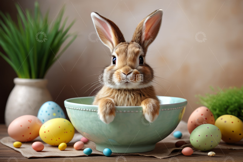 高清大图下载【趣麦麦图】复活节兔子与彩蛋特写