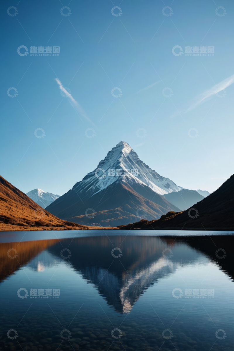 高清大图下载【趣麦麦图】雪山湖泊自然风光全景