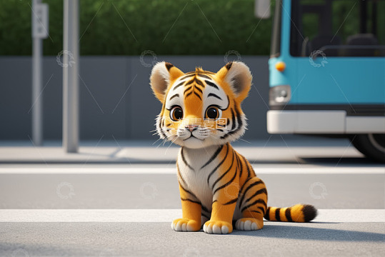 街头可爱卡通小老虎