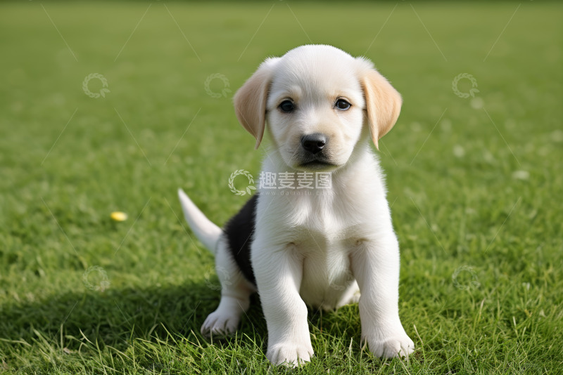 高清大图下载【趣麦麦图】草地上的可爱小狗