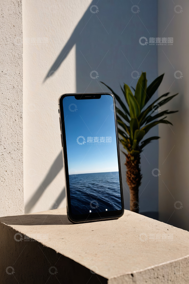 高清大图下载【趣麦麦图】放置于户外的智能手机展示