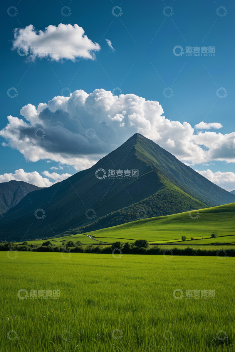 高清大图下载【趣麦麦图】青山绿野蓝天白云风景