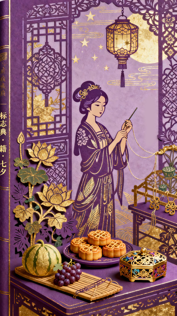 紫衣仕女的七夕乞巧华宴