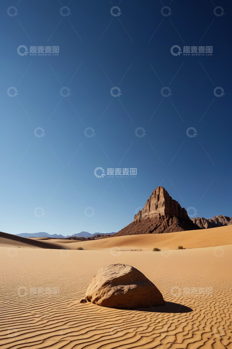 高清大图下载【趣麦麦图】沙漠中岩石与沙丘景观