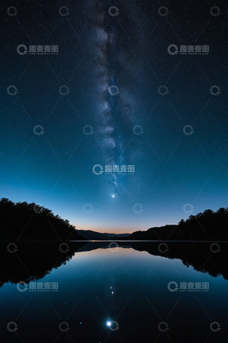 高清大图下载【趣麦麦图】湖面星空夜景自然景观