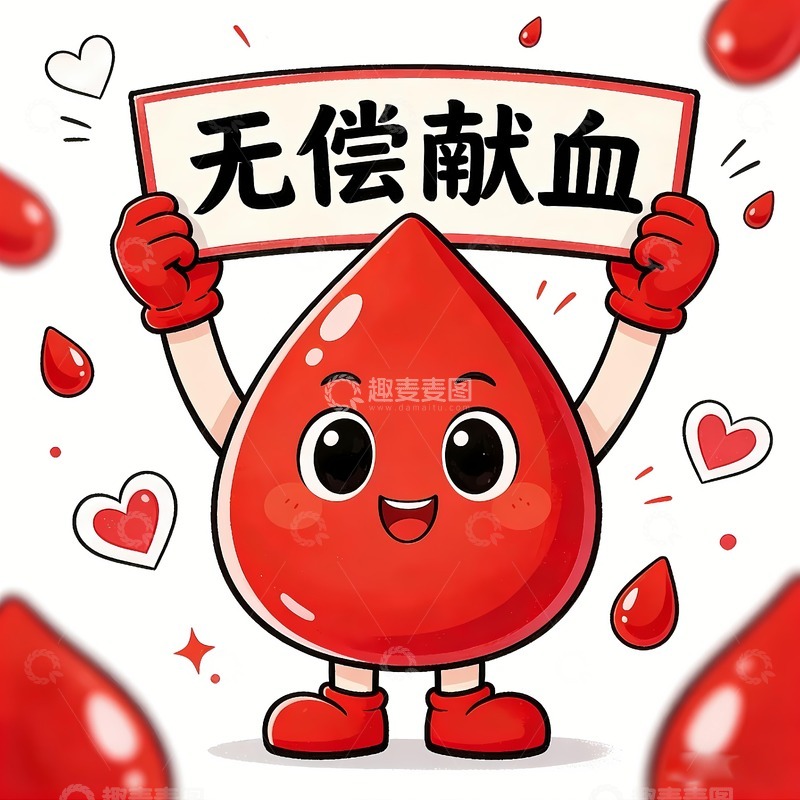 高清大图下载【趣麦麦图】无偿献血卡通