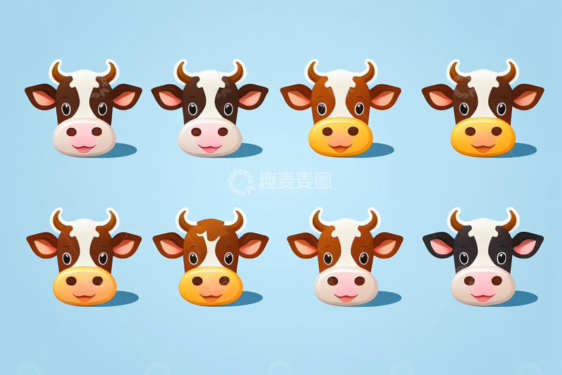 高清大图下载【趣麦麦图】多表情奶牛卡通头像