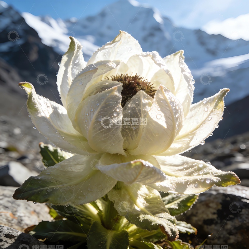 高清大图下载【趣麦麦图】雪山中的天山雪莲