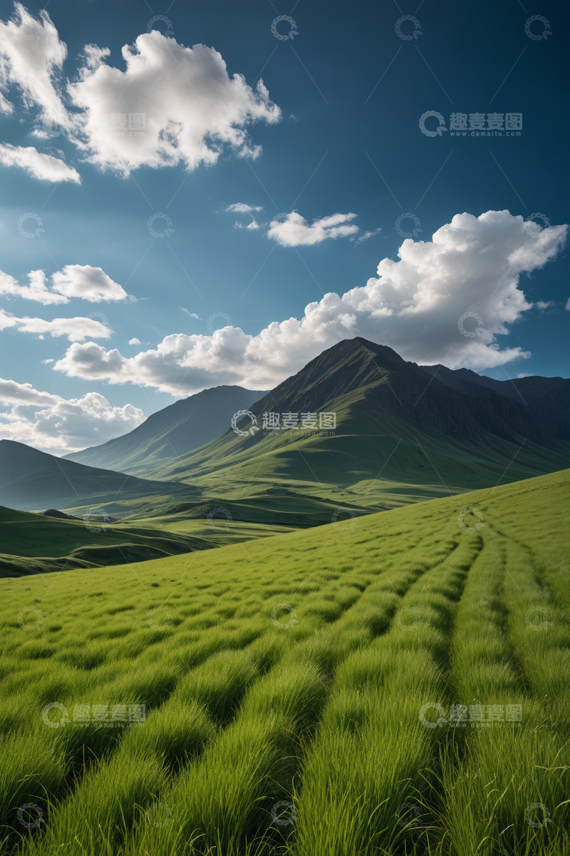 高清大图下载【趣麦麦图】草原山地蓝天白云自然风光