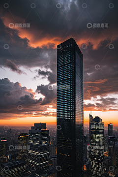 城市摩天大楼日落景象