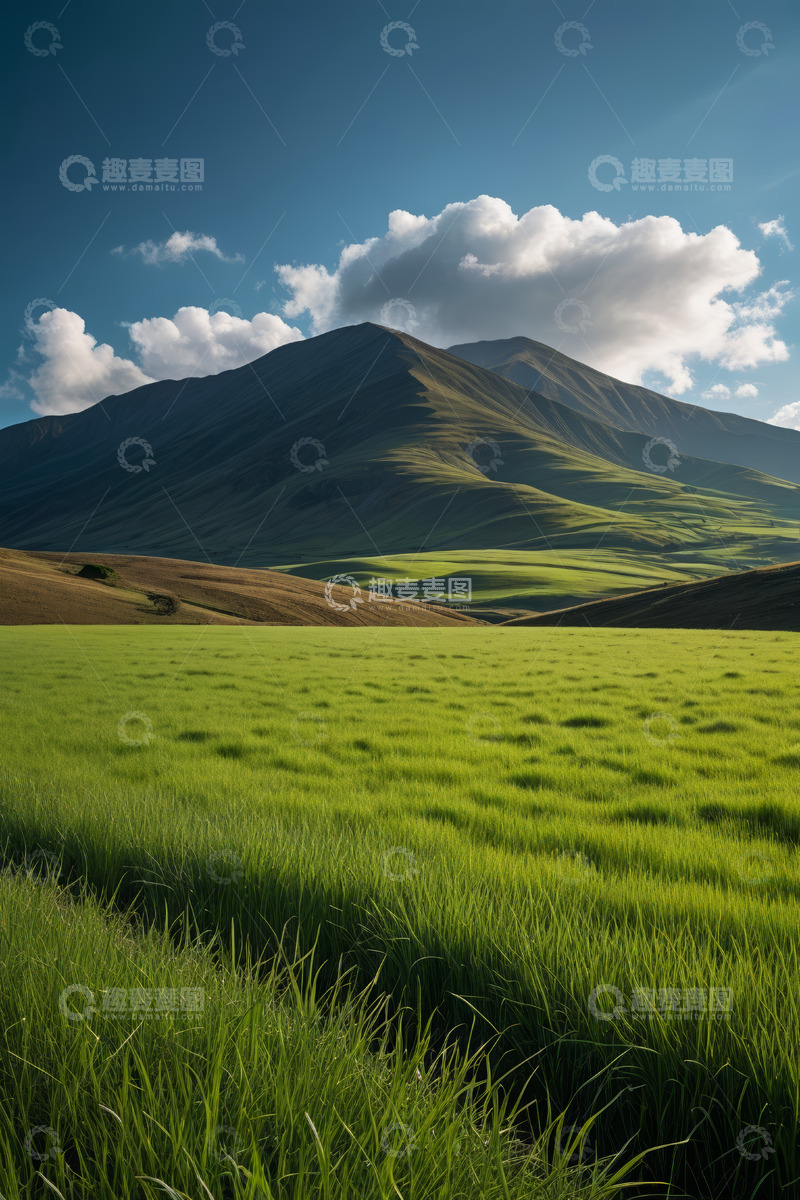 高清大图下载【趣麦麦图】草原山丘蓝天白云风景