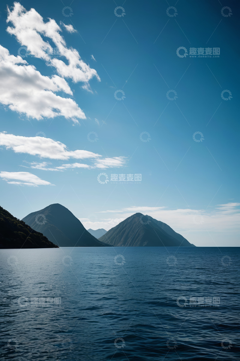 高清大图下载【趣麦麦图】蓝天白云下的山水风光