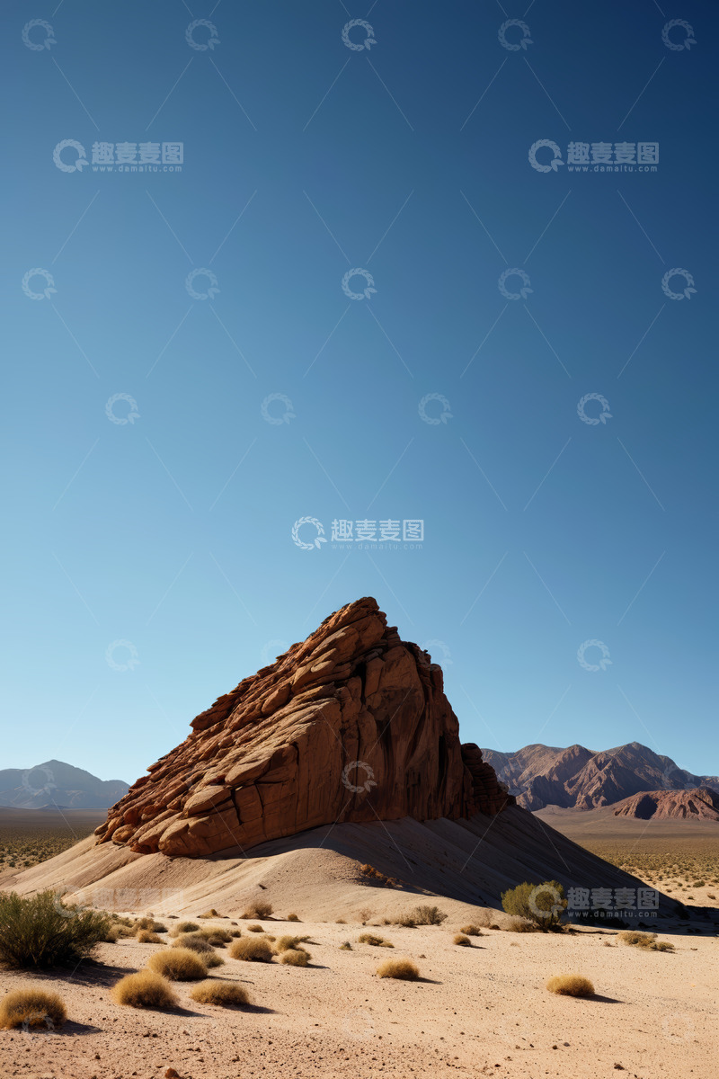 高清大图下载【趣麦麦图】沙漠中的孤立岩石景观