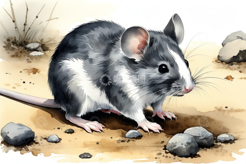 高清大图下载【趣麦麦图】水彩风格啮齿动物老鼠插画