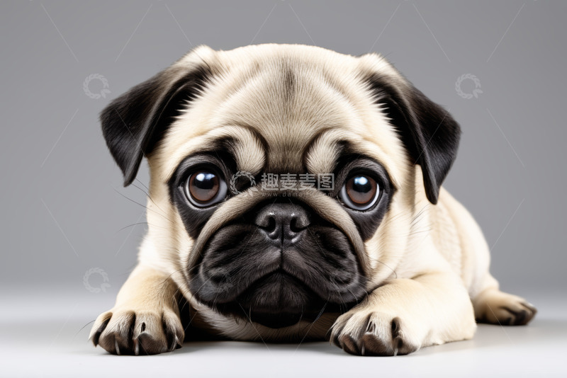 高清大图下载【趣麦麦图】趴着的哈巴狗宠物素材