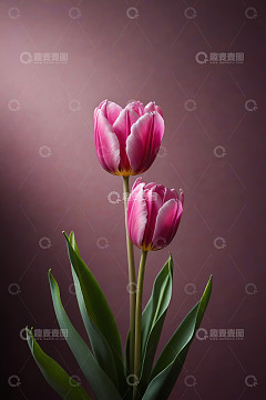 两朵粉色郁金香特写