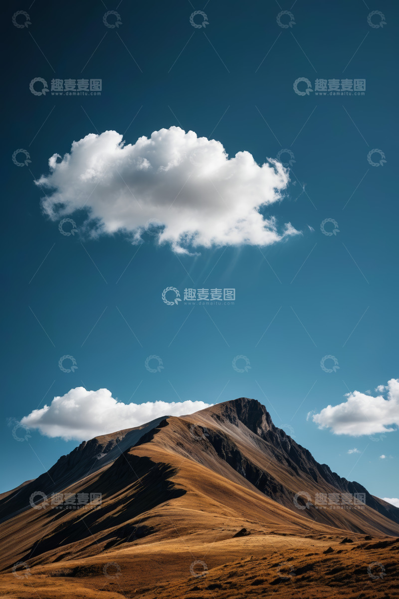 高清大图下载【趣麦麦图】蓝天白云下的高山自然风光