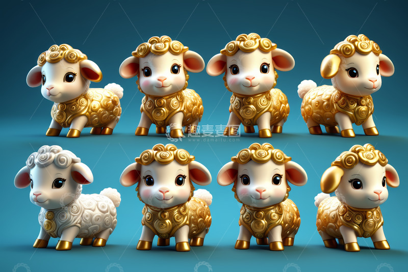 高清大图下载【趣麦麦图】可爱卡通小羊3D模型展示