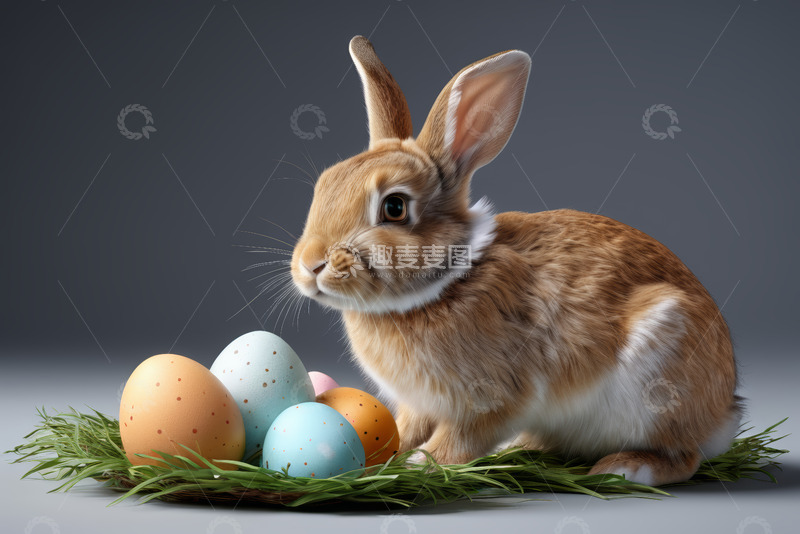 高清大图下载【趣麦麦图】复活节兔子与彩蛋特写