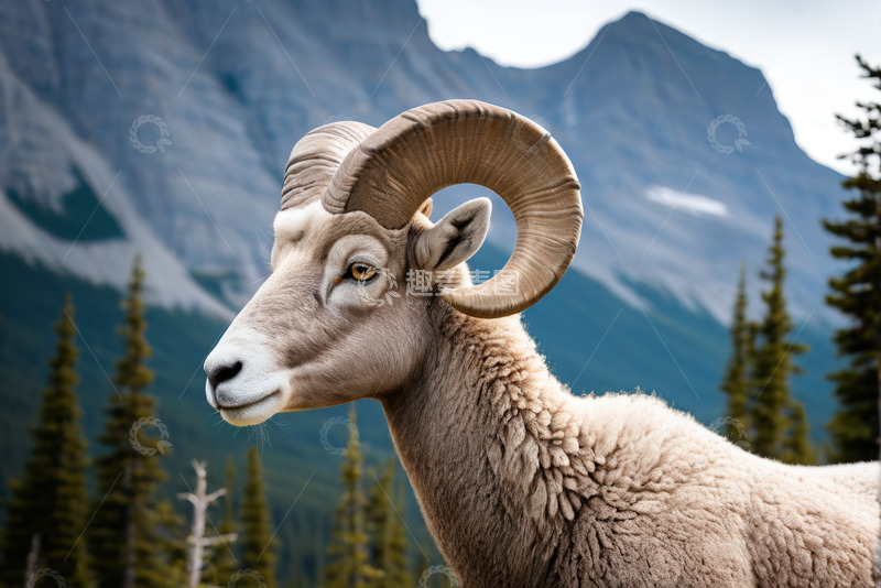 高清大图下载【趣麦麦图】山间大角公羊特写