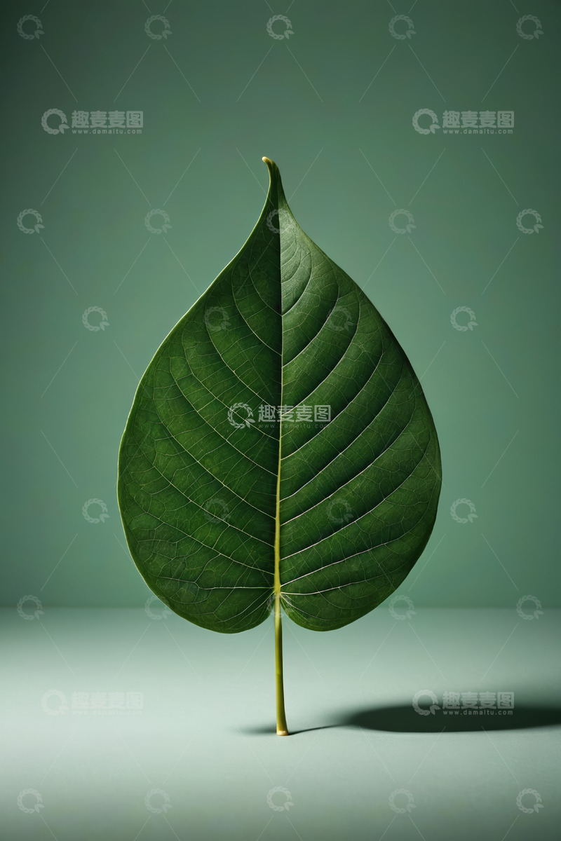 高清大图下载【趣麦麦图】绿色单叶片特写素材