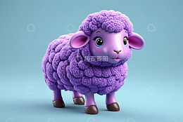 紫色卡通绵羊形象素材