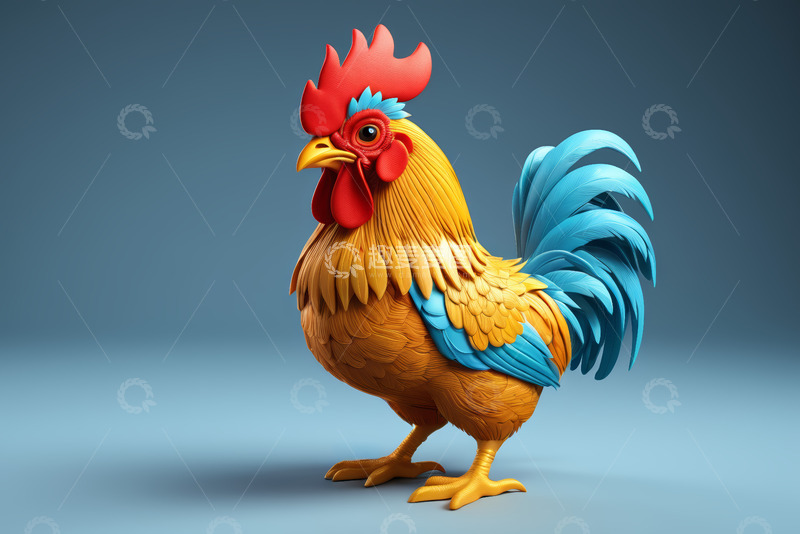 高清大图下载【趣麦麦图】彩色公鸡3D立体形象