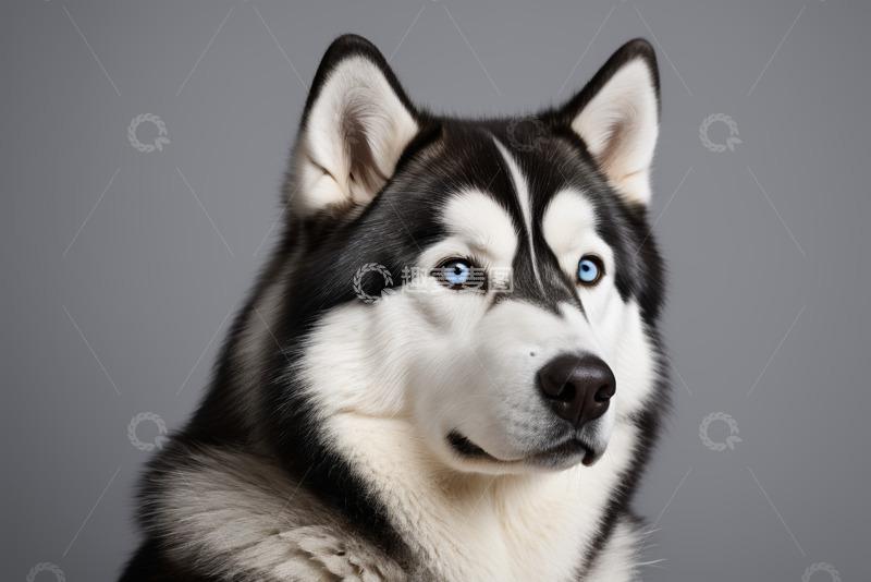 高清大图下载【趣麦麦图】哈士奇蓝眼特写