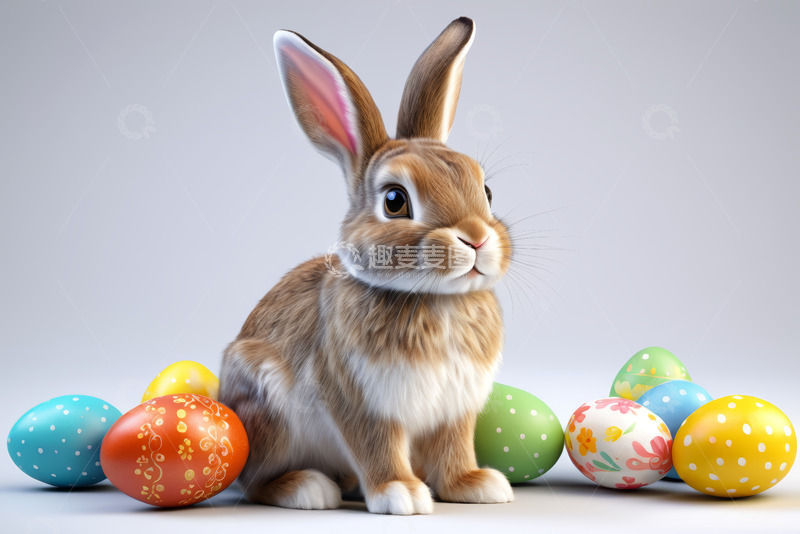高清大图下载【趣麦麦图】复活节兔子与彩蛋素材