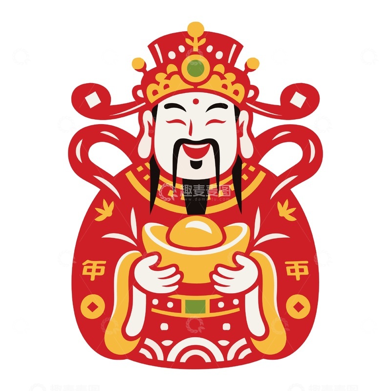 源文件下载【趣麦麦图】传统财神爷卡通形象设计