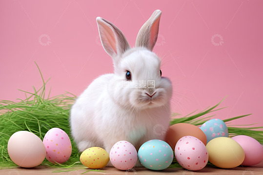 复活节兔子与彩蛋素材