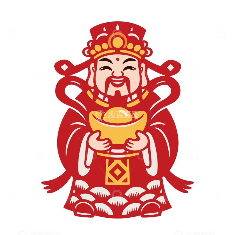 源文件下载【趣麦麦图】传统财神爷卡通形象贴纸设计素材