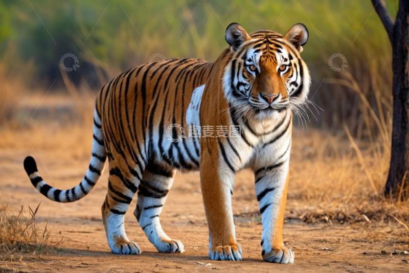 高清大图下载【趣麦麦图】野外站立的老虎