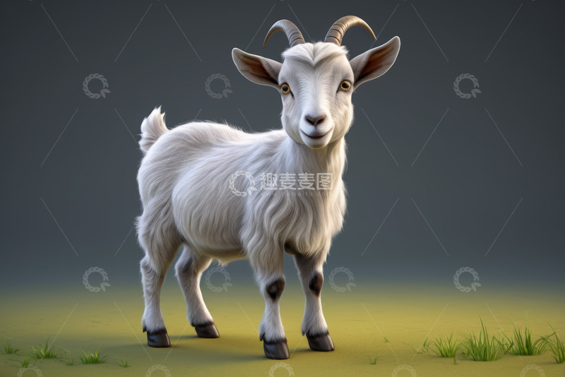 高清大图下载【趣麦麦图】站立的白色山羊