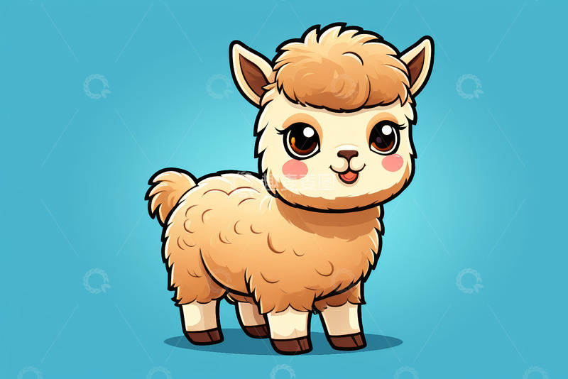 高清大图下载【趣麦麦图】可爱卡通羊驼插画