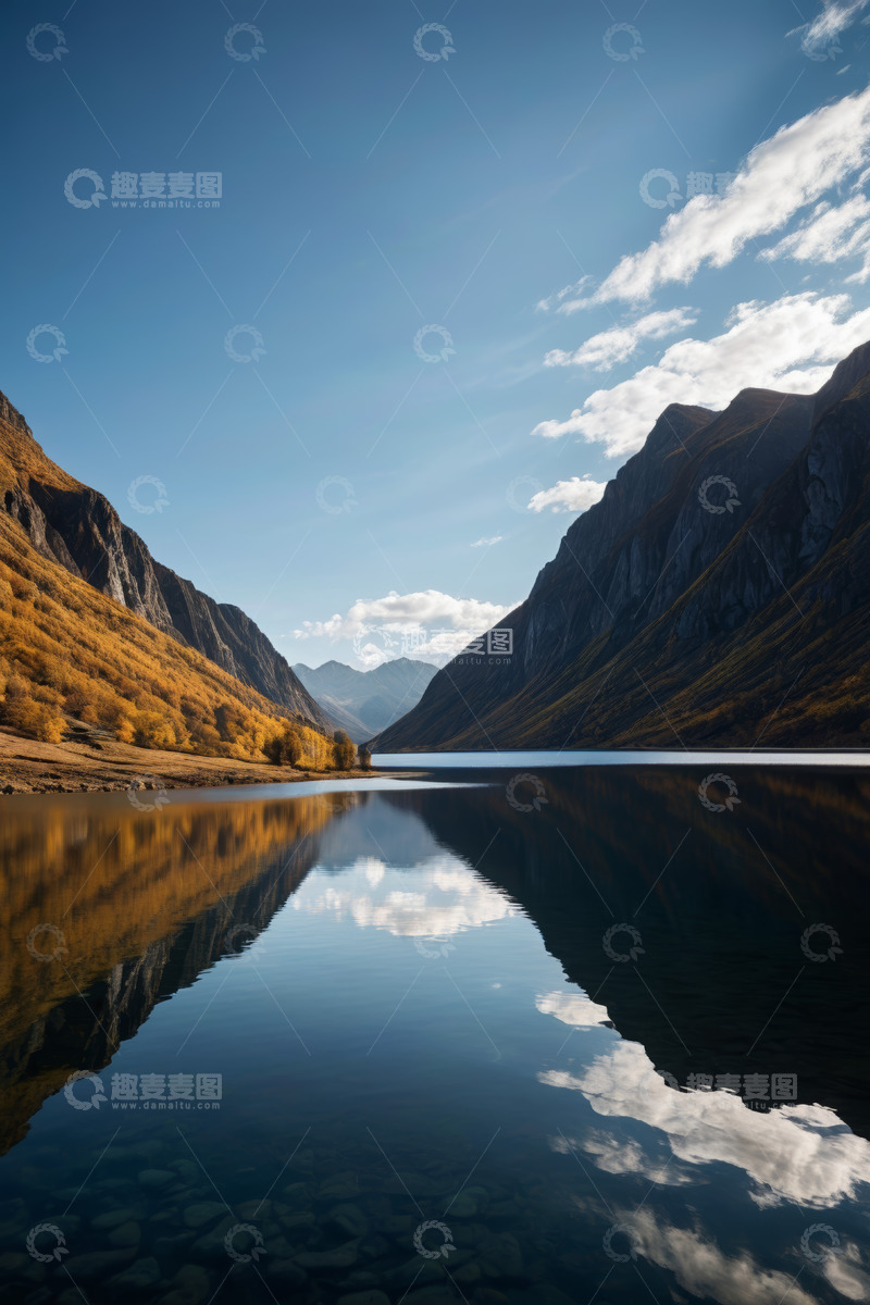 高清大图下载【趣麦麦图】山间湖泊自然风光全景