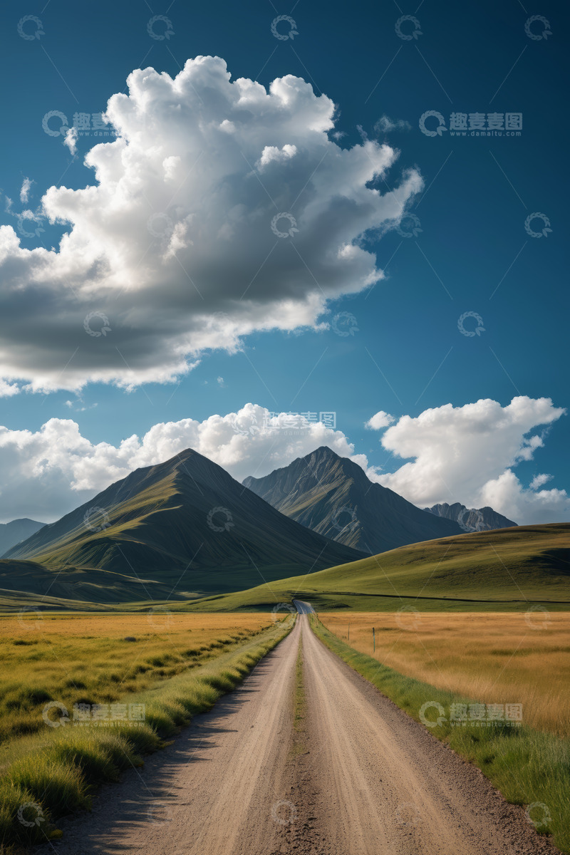 高清大图下载【趣麦麦图】草原山间土路自然风光
