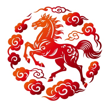剪纸风马年吉祥图案设计素材