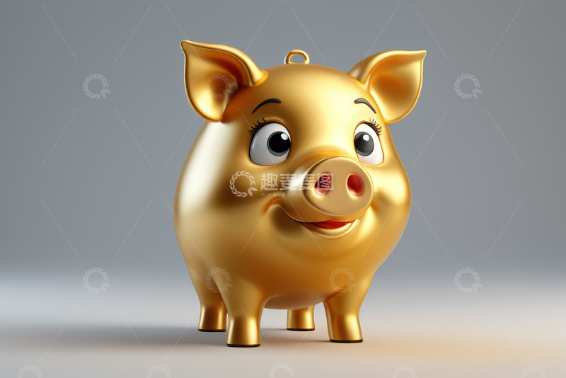 高清大图下载【趣麦麦图】金色卡通小猪形象素材