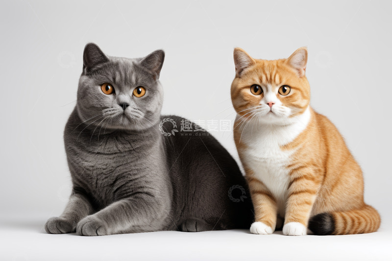 高清大图下载【趣麦麦图】两只猫咪并排坐