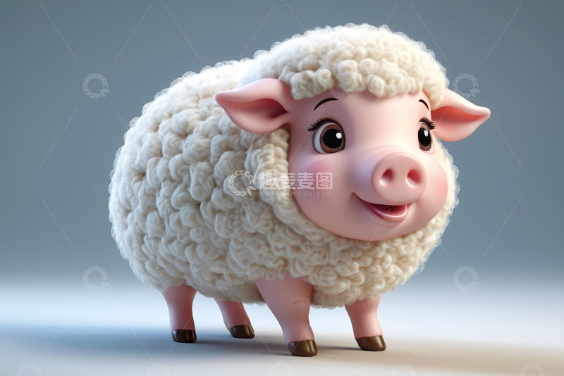 高清大图下载【趣麦麦图】卡通猪羊混合形象萌趣图片