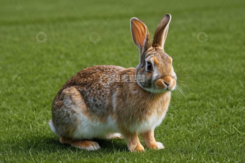 高清大图下载【趣麦麦图】草地上的棕色兔子特写
