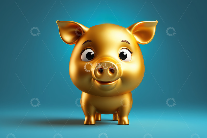 高清大图下载【趣麦麦图】金色卡通小猪形象