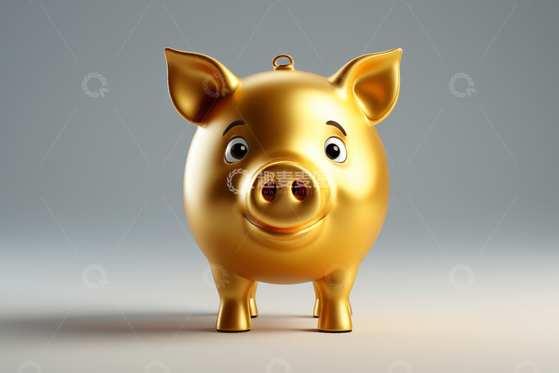 高清大图下载【趣麦麦图】金色小猪存钱罐特写