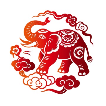 中国风象剪纸艺术图案